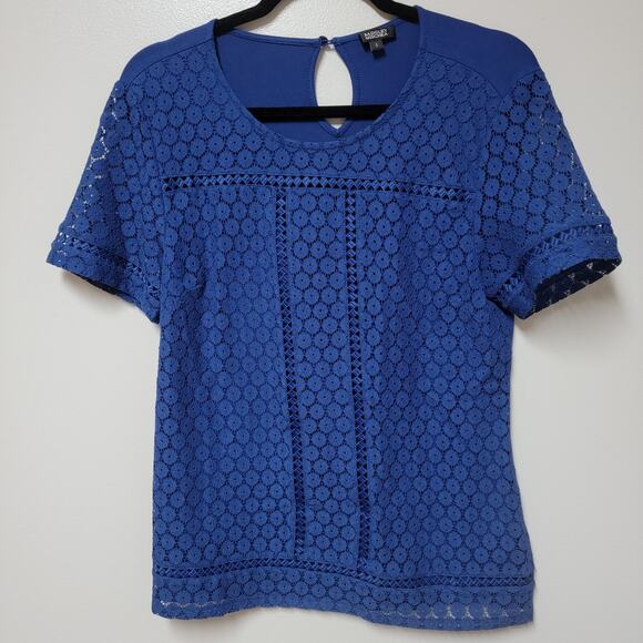 Badgley Mischka Blue Lace Tee with inner liner size Small - Picture 1 of 6